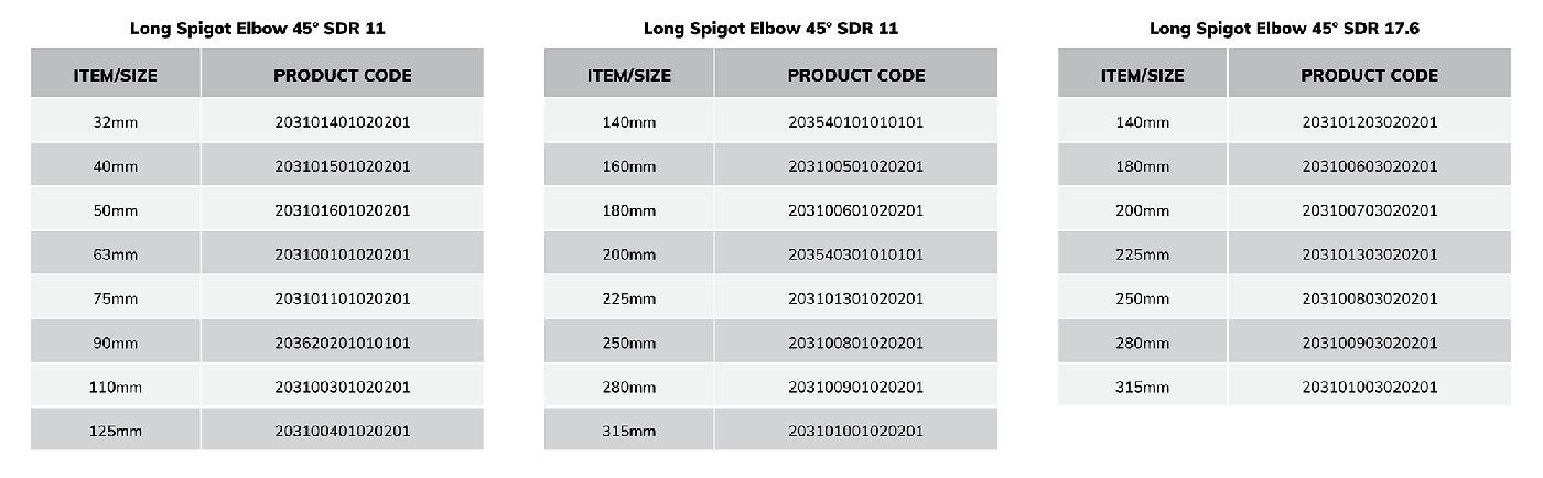 Spigot Elbow 45°